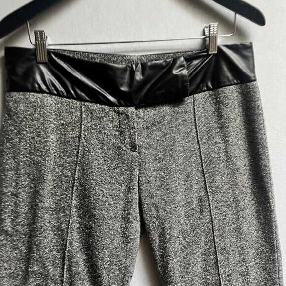 DS Lab wool silk vegan leather waisted cropped straight leg trousers Sz 10 - Picture 4 of 12